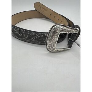 Nocona Men's Western  Classic Leather Gray Belt With Silver Buckle 36 Western